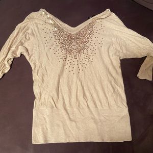 White House Black Market Gold Sequin Top